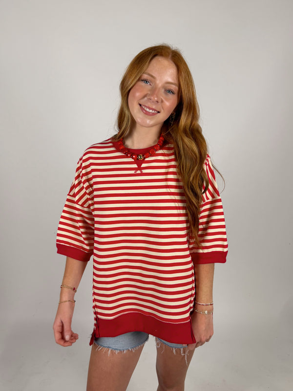 Overtime Oversized Stripe Tee