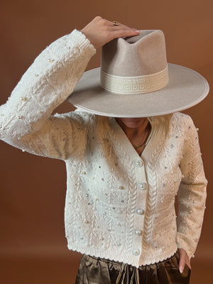 Pearl and Rhinestone Studded Cardigan