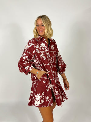 Petal Grid Button Up Dress