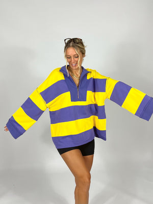 Big Leagues Striped Half Zip