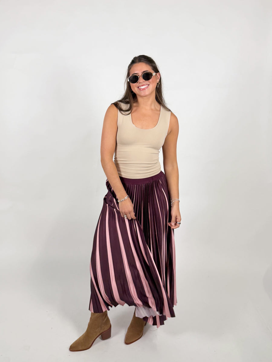 Lotty Two Tone Pleated Skirt