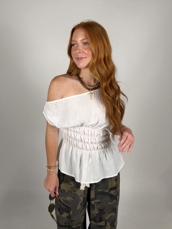 Selena One Shoulder Smocked Top