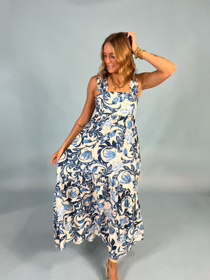 Blue Hurricane Floral Maxi