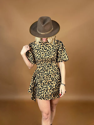 Voila Leopard Print Ruched Dress