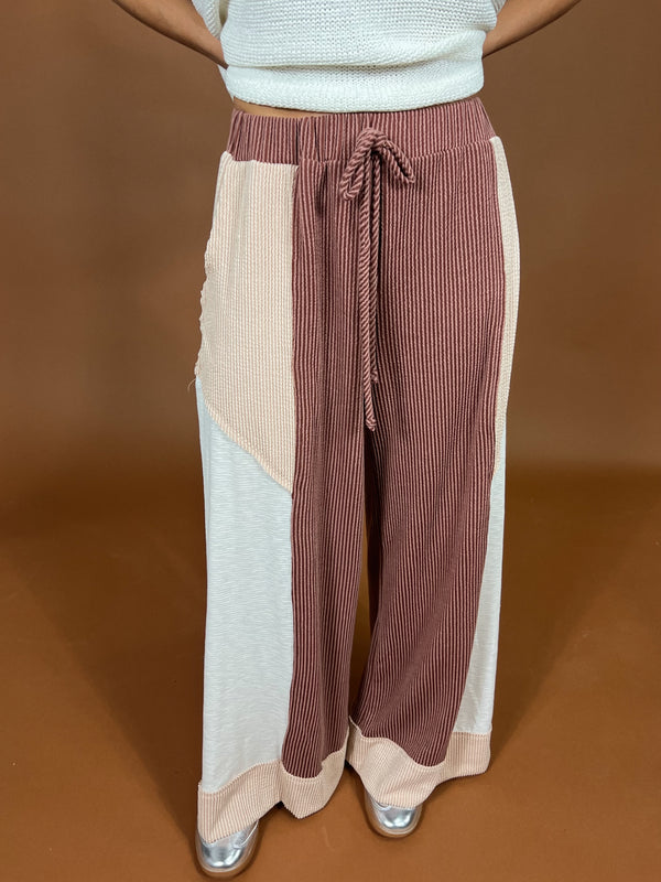 Patchwork Ribbed Pants