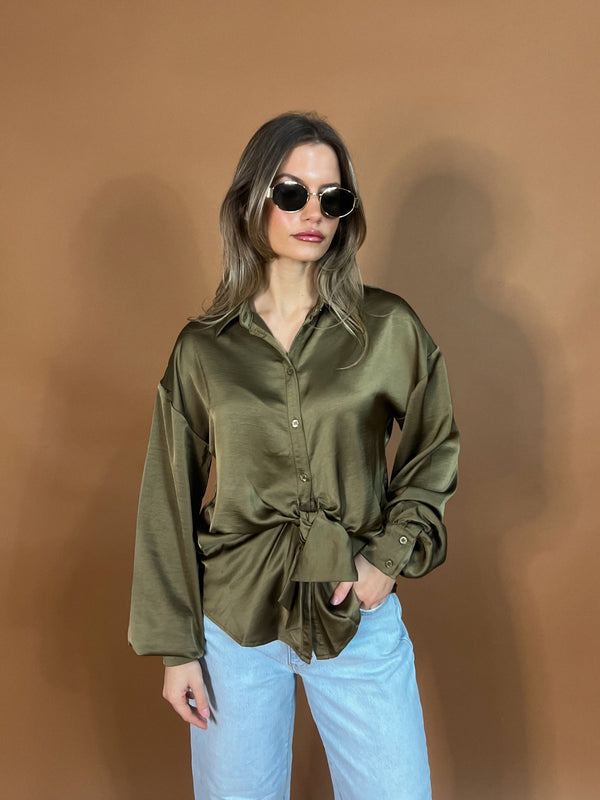 Winnow Belted Satin Top