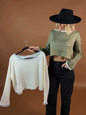 Textured Contrast Edge Sweater