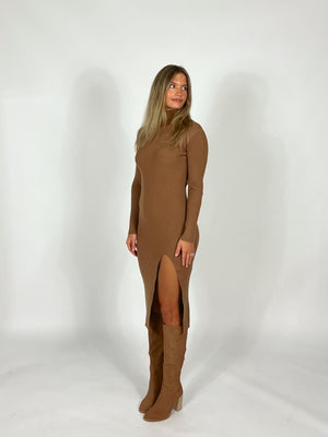 Cameron Camel Ribbed Dress