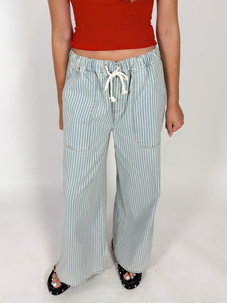 Railroad Stripe Wide Leg Pants