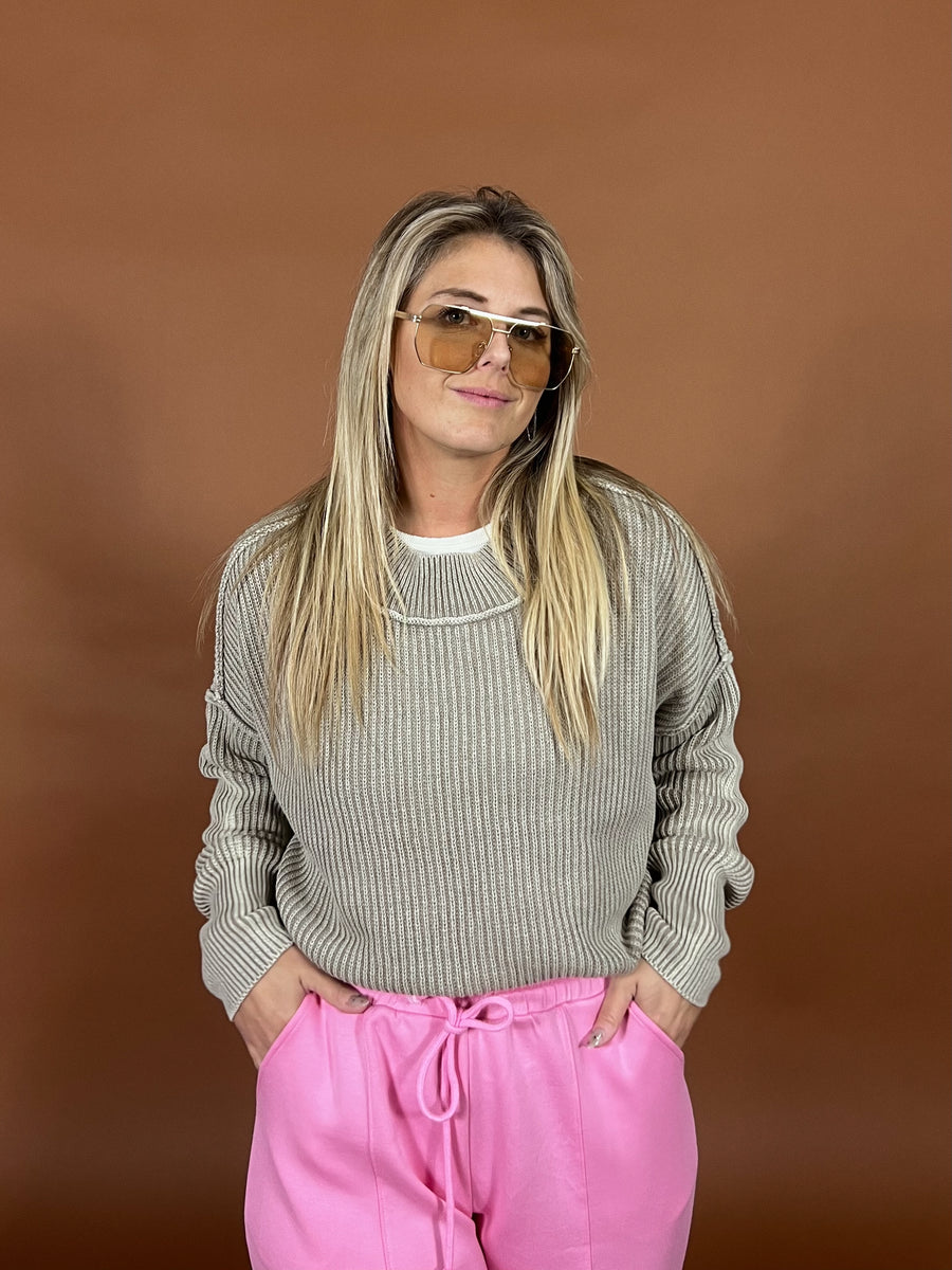 Washed Cropped Sweater