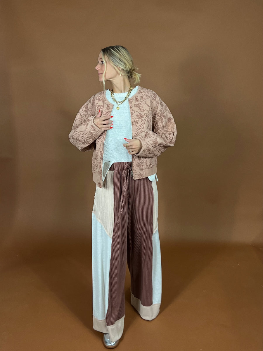 Embroidered Puffed Bomber Jacket