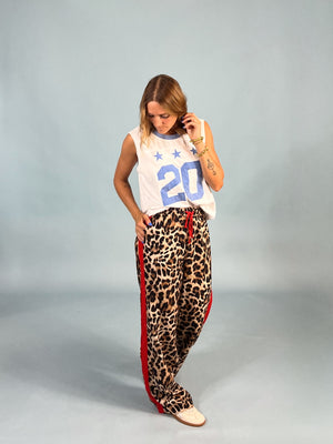 Side Lined Leopard Track Pants