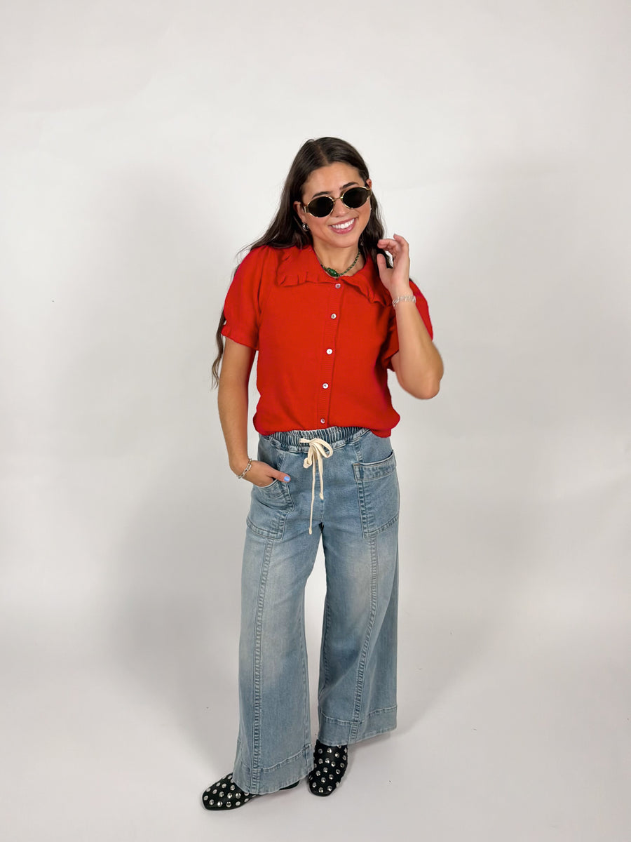 Mabel Ruffle Collar S/S Sweater