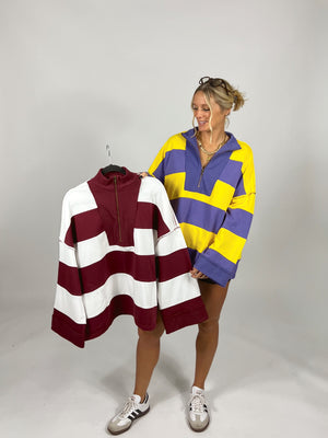Big Leagues Striped Half Zip