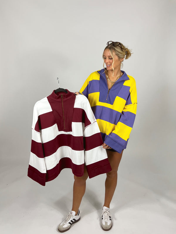 Big Leagues Striped Half Zip