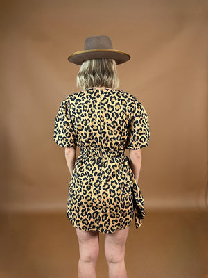 Voila Leopard Print Ruched Dress