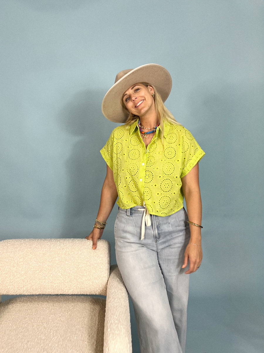 Love You Matcha Eyelet Top
