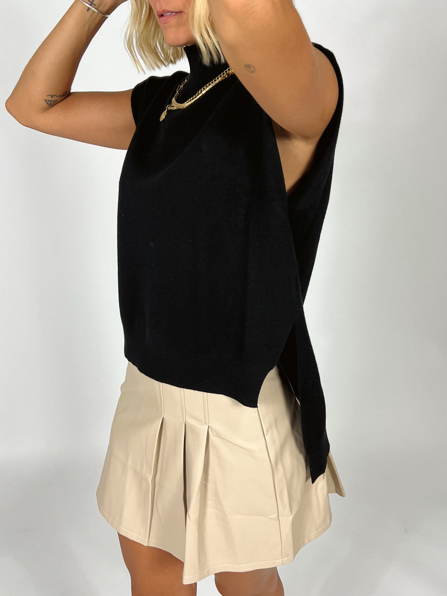 Faux Real Pleated Skirt