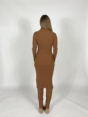 Cameron Camel Ribbed Dress