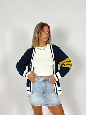 Navy Varsity Cardigan