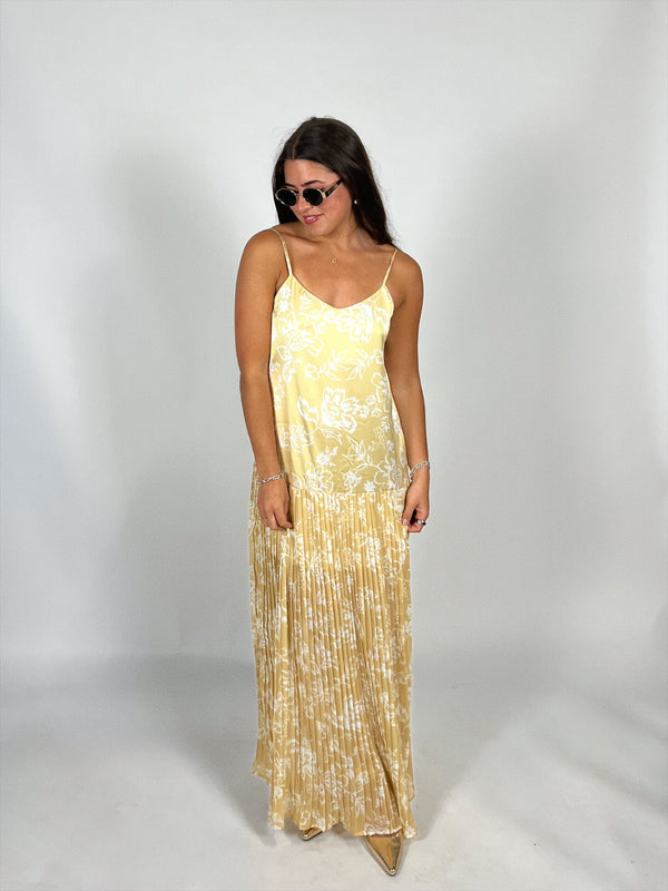 Butter Lemon Pleated Maxi