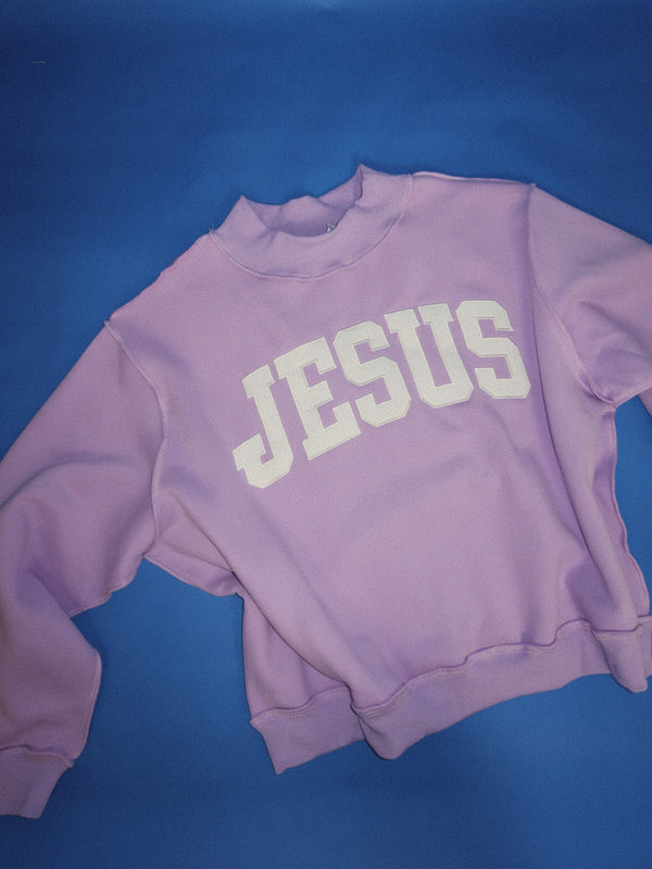 Jesus Embroidered Mock Neck