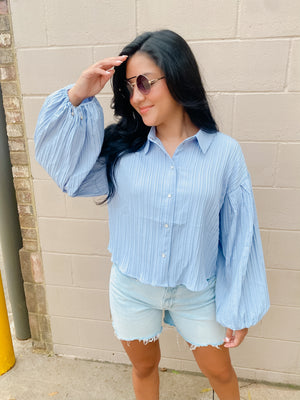 Blue Brandy Textured Blouse