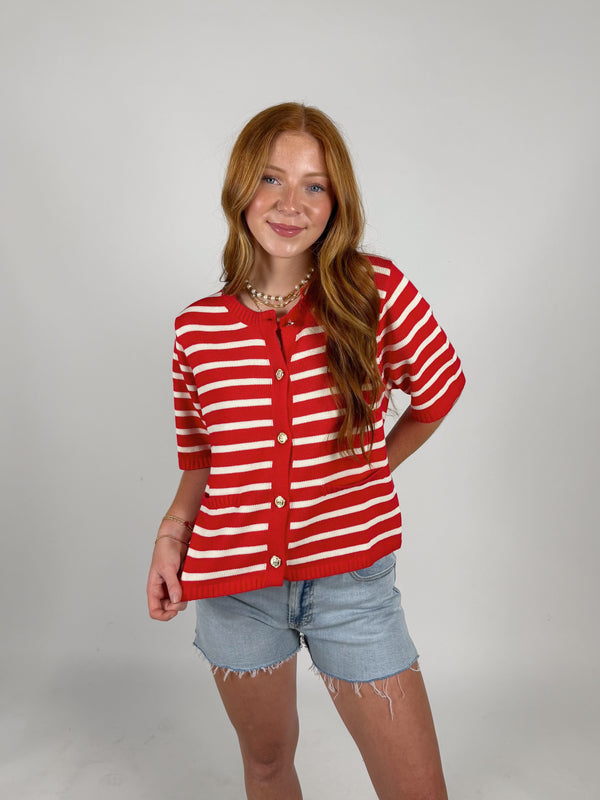 Blitz Stripe Button Down Knit