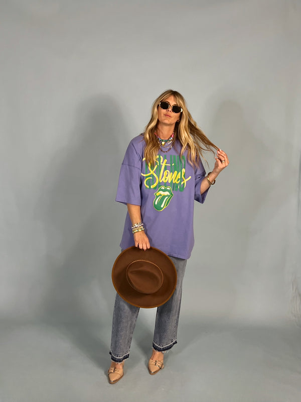 Lavender Oversize Rolling Stones Tee
