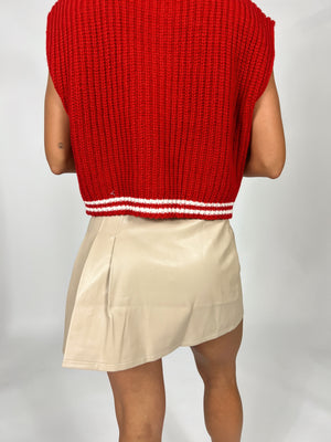 Faux Real Pleated Skirt