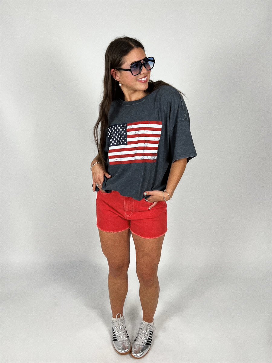 Oversize Washed Flag Tee
