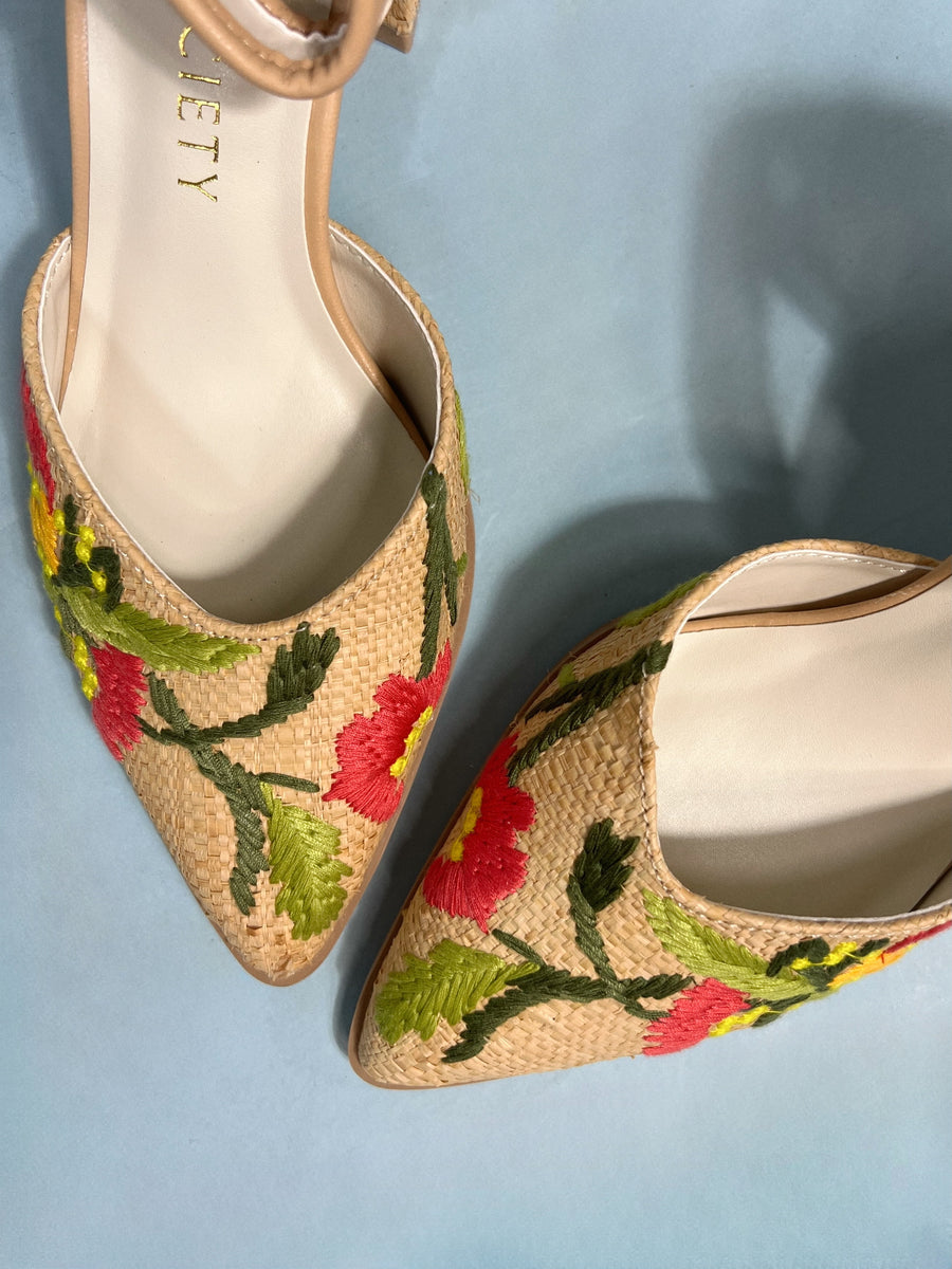The Monet Raffia Block Heel