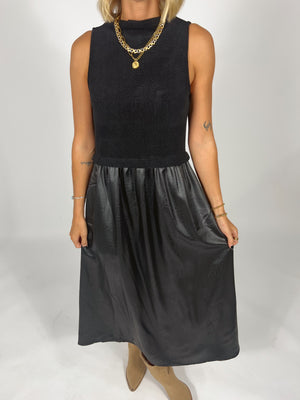 Mixed Media Black Maxi Dress