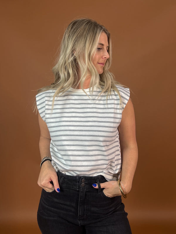 Sleeveless Boxy Stripe Tee