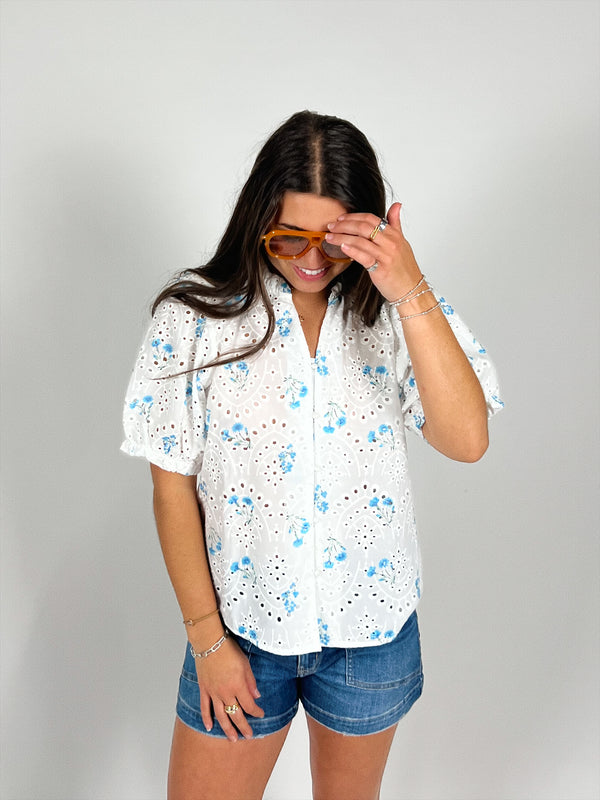 Violets Are Blue Eyelet Top