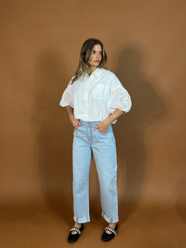 Olivia Crop Button Up Top