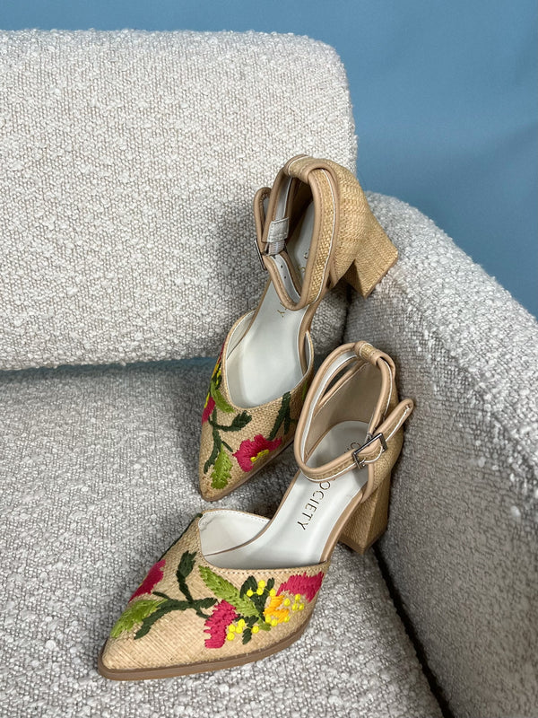 The Monet Raffia Block Heel