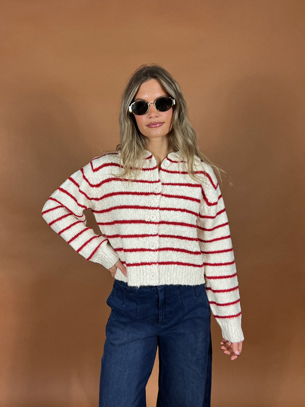 Cozy Stripe Collared Knit
