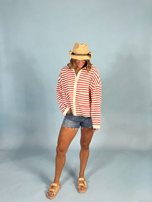 Red, White, And Stripe Bucket Jacket