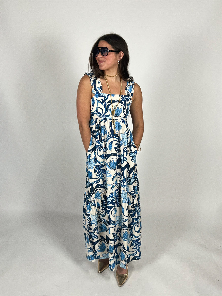 Blue Hurricane Floral Maxi