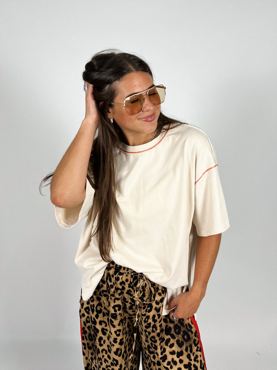 Contrast Seam Oversized Tee