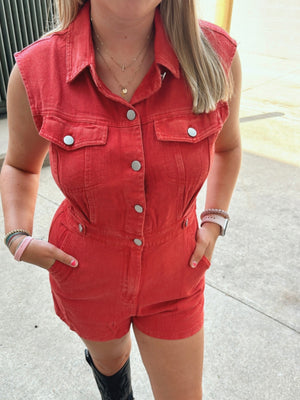 Demi Red Romper