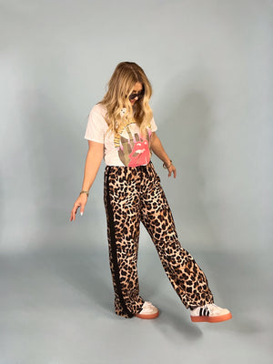 Side Lined Leopard Track Pants