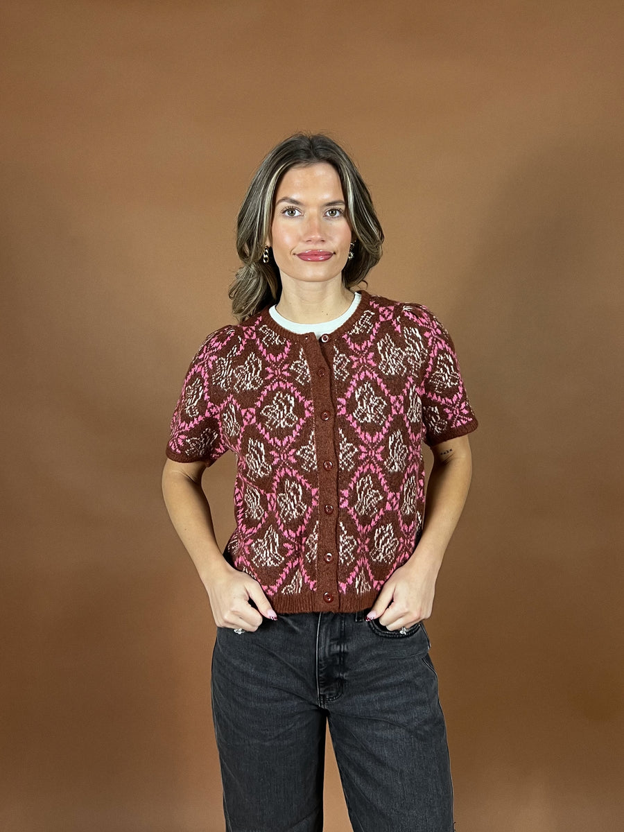 Ginger Floral Short Sleeve Sweater