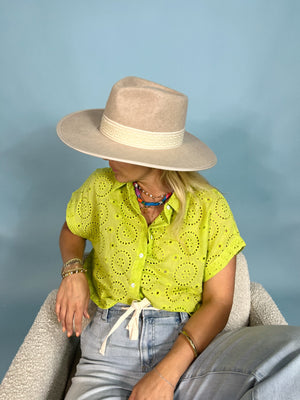 Love You Matcha Eyelet Top