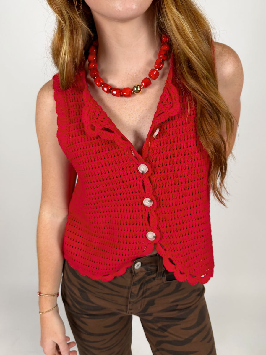 Sailor Crochet Button Up Tank