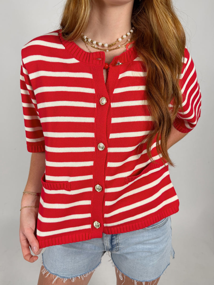 Blitz Stripe Button Down Knit