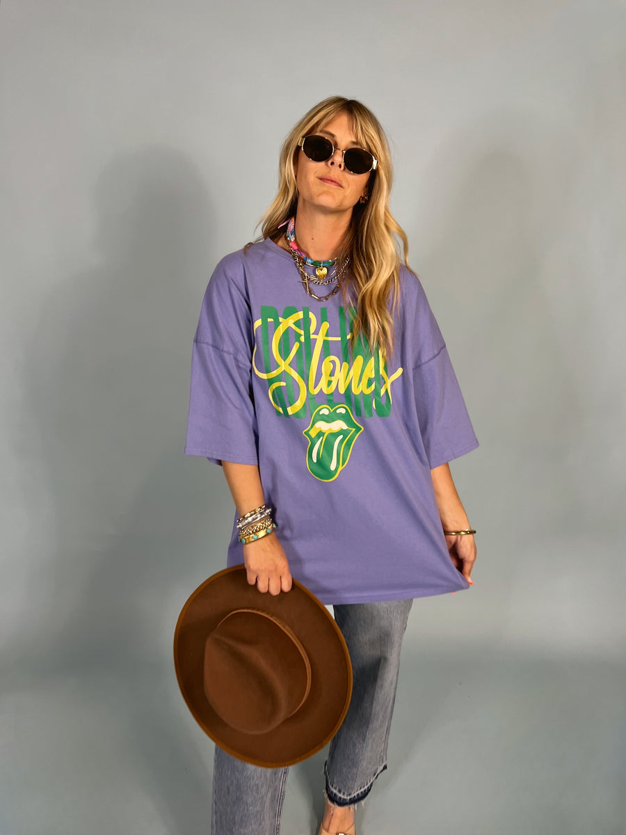 Lavender Oversize Rolling Stones Tee