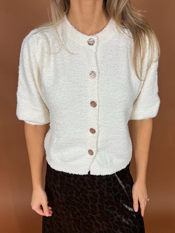 Candid Cream Short Sleeve Sweater