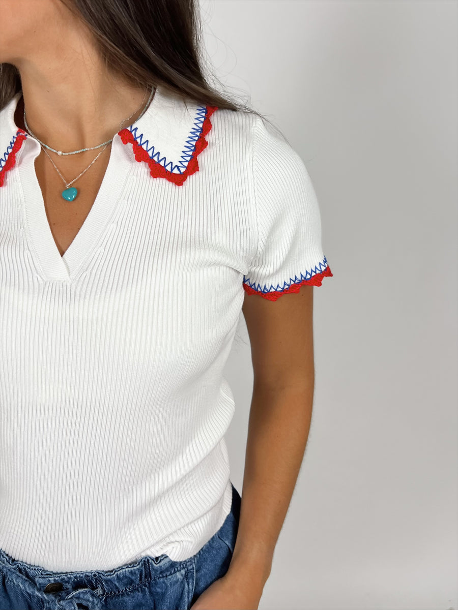 Firecracker Collar Knit Top
